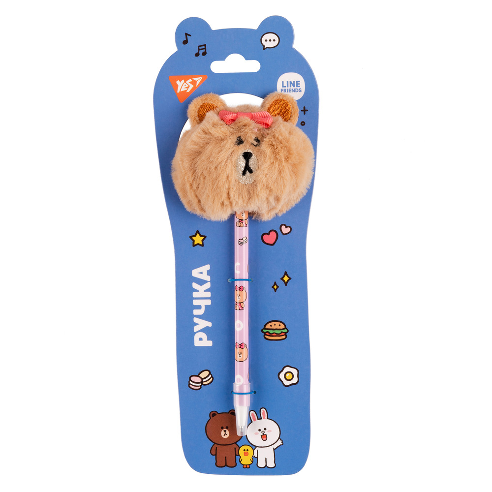 Ручка кулькова пухнаста Yes Line Friends' Choco 0,7 мм синя 412112. Фото 2