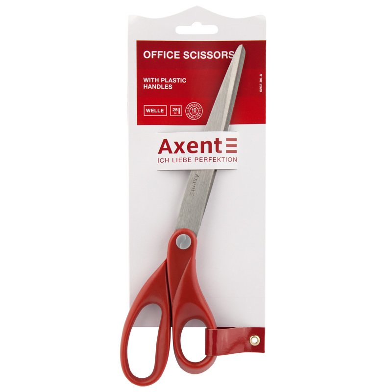 Ножиці Axent Welle 6203-06-A, 25 см, з пластиковими ручками, червоні