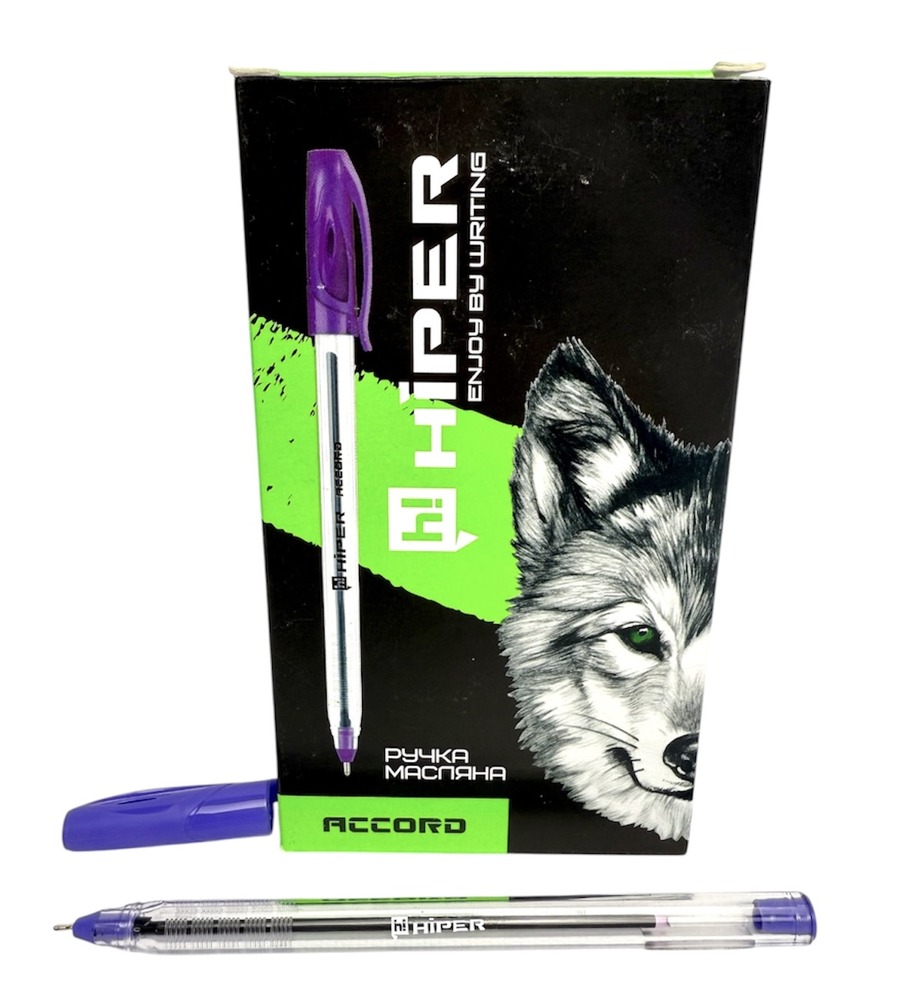 Ручка Hiper масляна трьохграна ACCORD фіолетова HO-500
