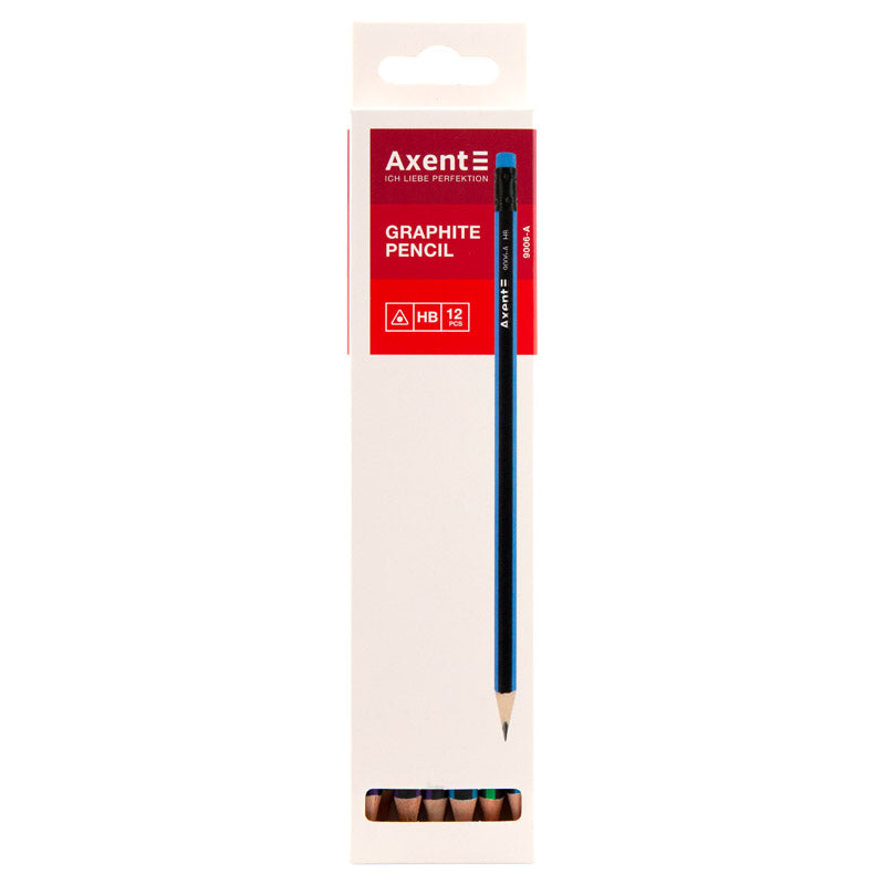 Олівець графітний Axent 9006-A, з гумкою, НВ, 2.2 мм (12)