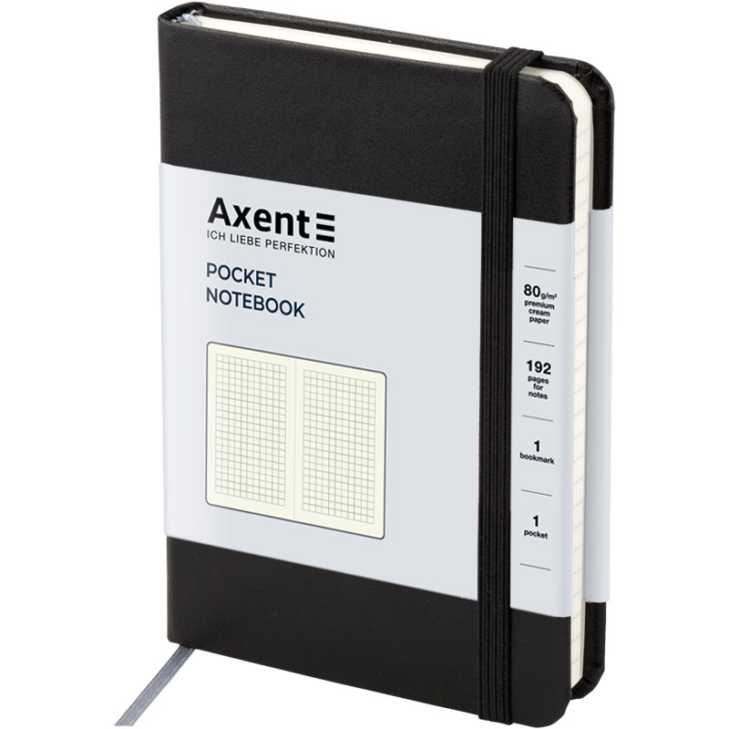 Книга записна Axent Partner 8301-01-A, A6-, 95x140 мм, 96 аркушів, клітинка, тверда обкладинка, чорна. Фото 2
