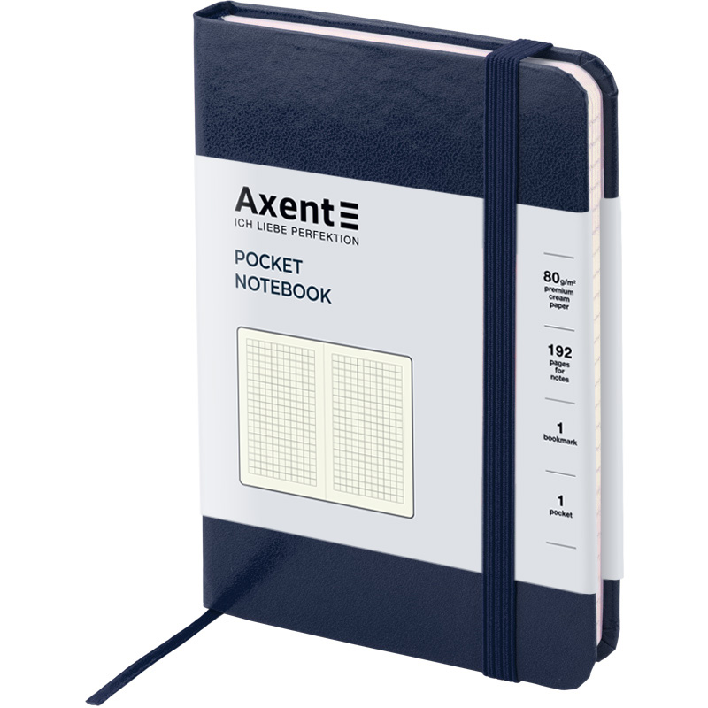 Книга записна Axent Partner 8301-02-A, A6-, 95x140 мм, 96 аркушів, клітинка, тверда обкладинка, синя. Фото 2