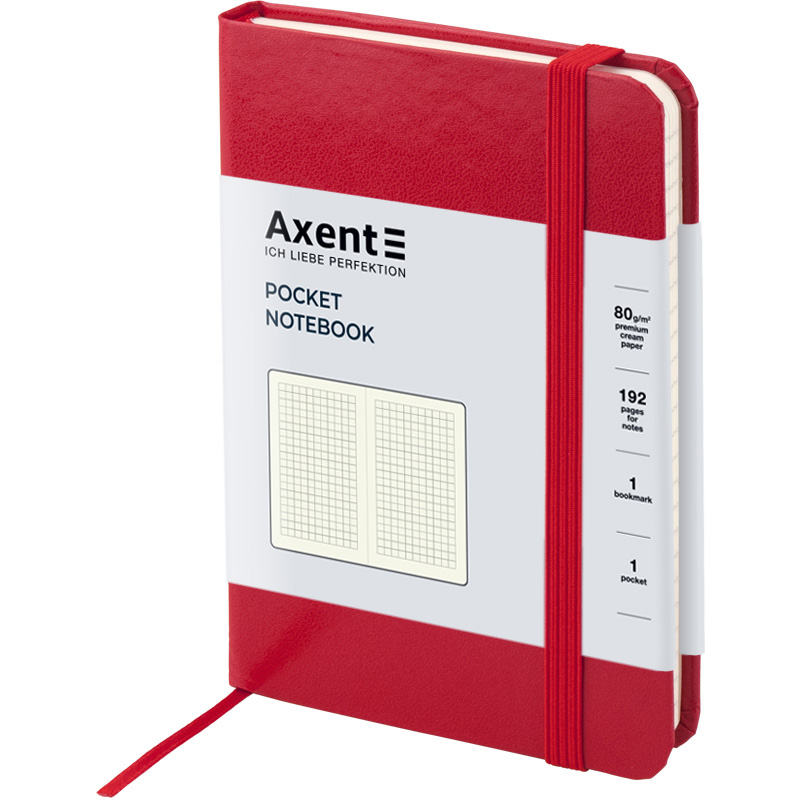 Книга записна Axent Partner 8301-03-A, A6-, 95x140 мм, 96 аркушів, клітинка, тверда обкладинка, червона. Фото 2