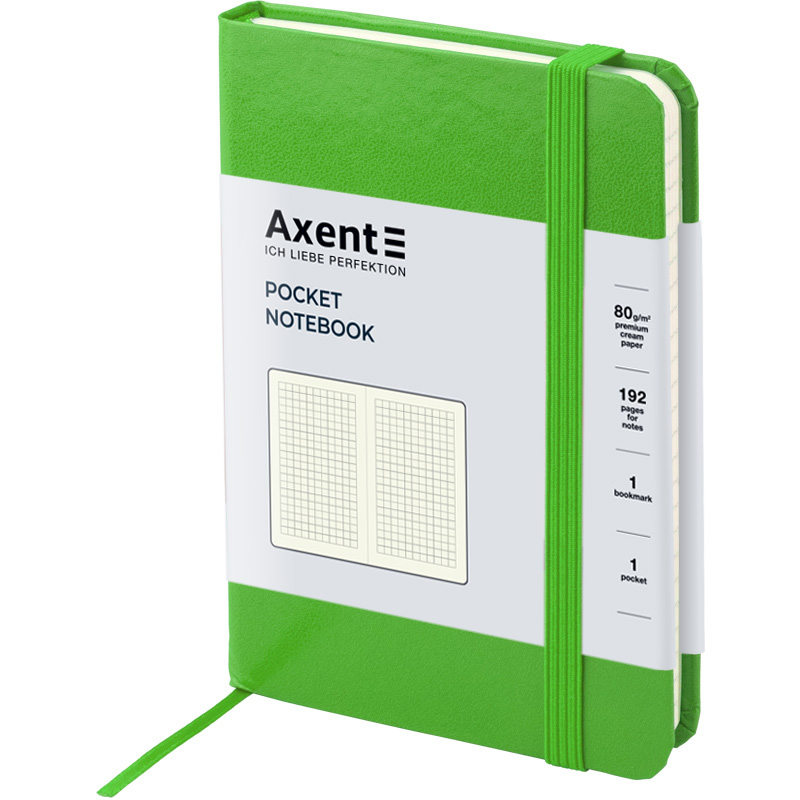 Книга записна Axent Partner 8301-04-A, A6-, 95x140 мм, 96 аркушів, клітинка, тверда обкладинка, салатова. Фото 2