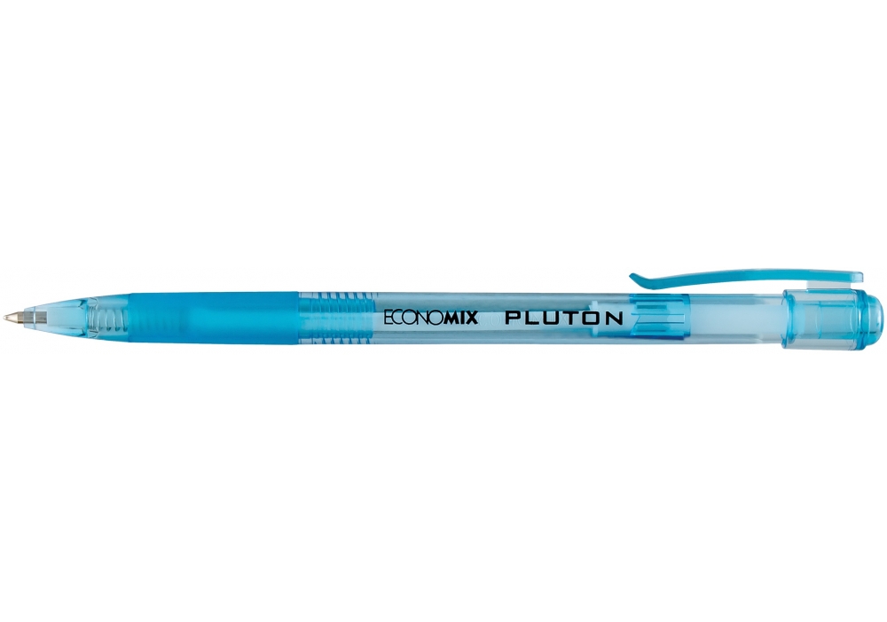 Ручка Economix E10101-25 кулькова автоматична Pluton 0,5 мм. корпус асорті, синя. Фото 4