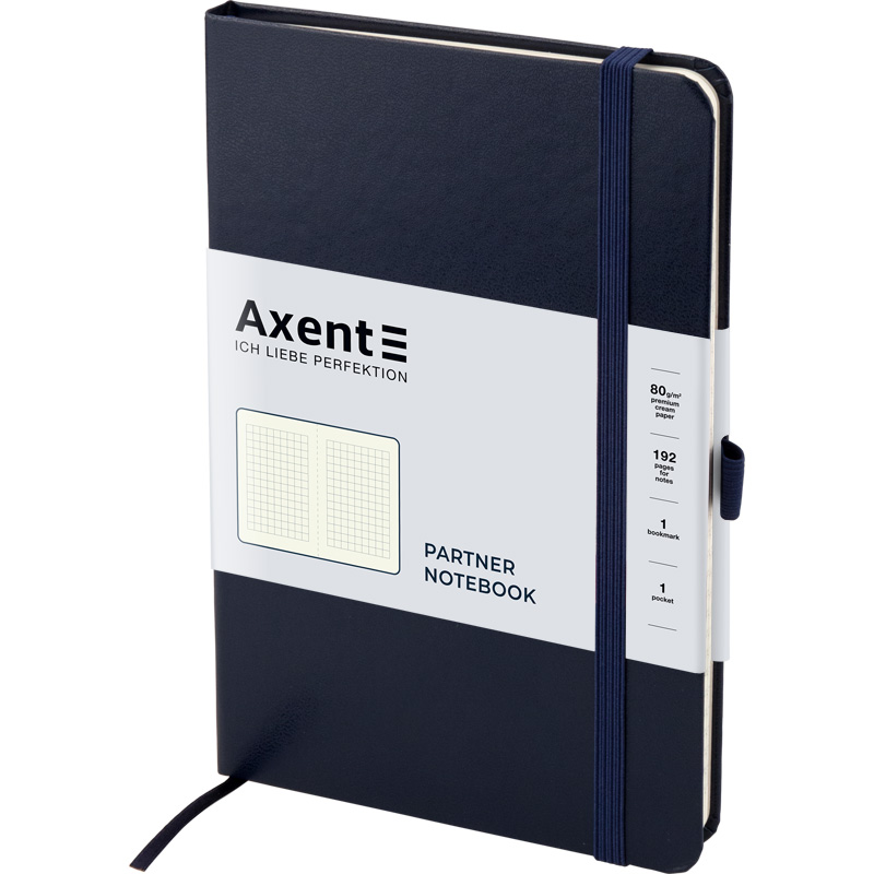 Книга записна Axent Partner 8201-02-A, A5-, 125x195 мм, 96 аркушів, клітинка, тверда обкладинка, синя. Фото 2