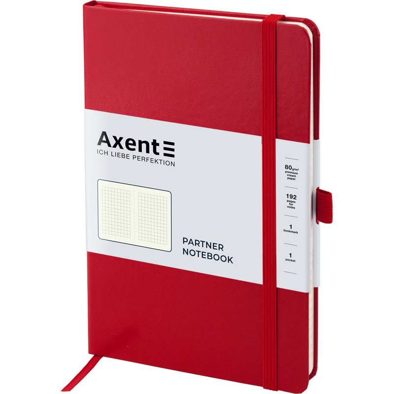 Книга записна Axent Partner 8201-03-A, A5-, 125x195 мм, 96 аркушів, клітинка, тверда обкладинка, червона. Фото 2