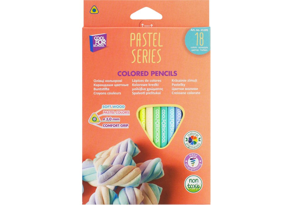 Олівці кольорові CoolForSchool преміум Pastel 18 кольорів CF15185