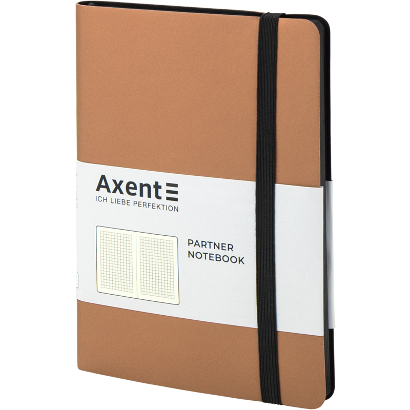 Книга записна Axent Partner Soft 8206-35-A, A5-, 125x195 мм, 96 аркушів, клітинка, гнучка обкладинка, золота. Фото 2