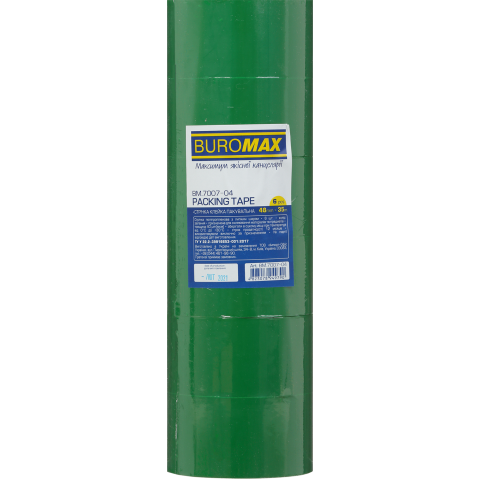 Клейка стрічка пакувальна 48 мм x 35 м Buromax зелена BM.7007-04 
