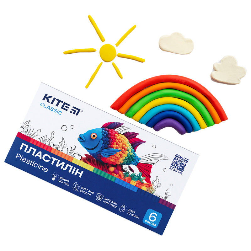 Пластилін Kite Classic K-081, 6 кольорів, 120 г. Фото 6