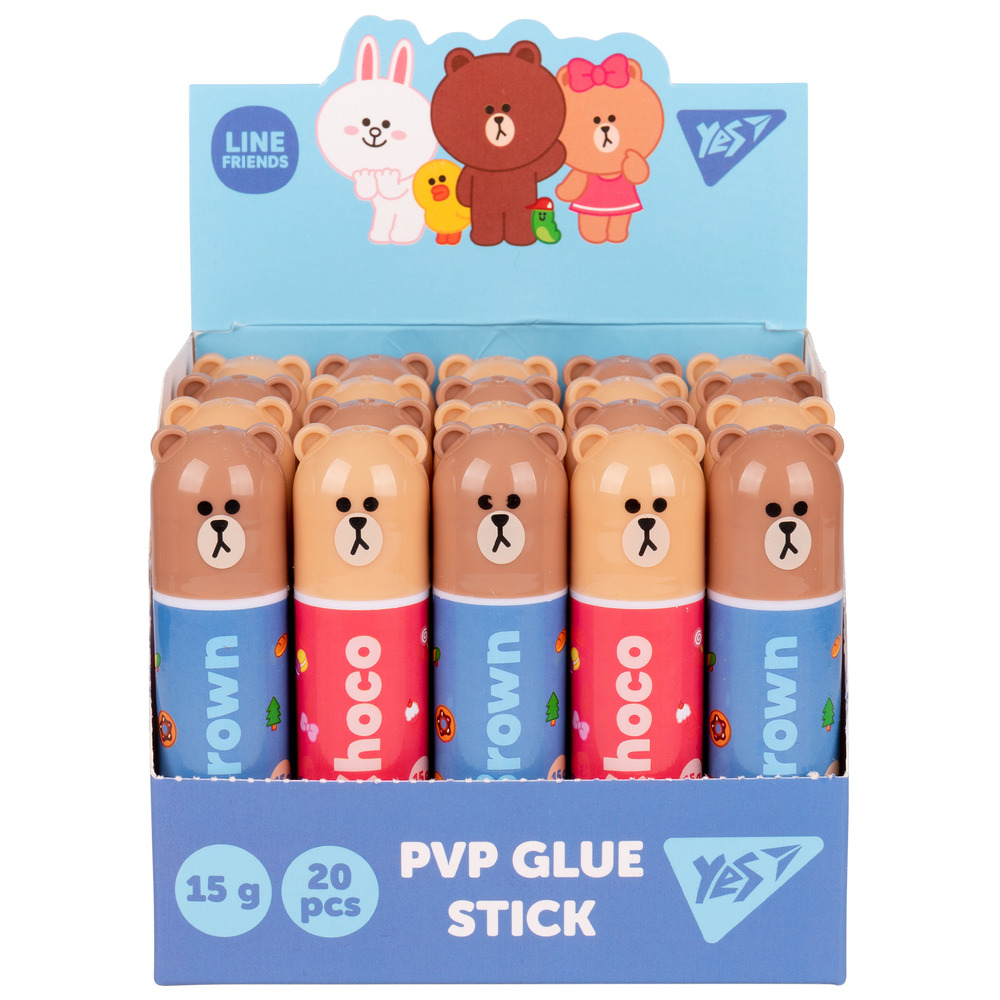 Клей-олівець Yes 15г PVP Line Friends 320291 (24 шт)