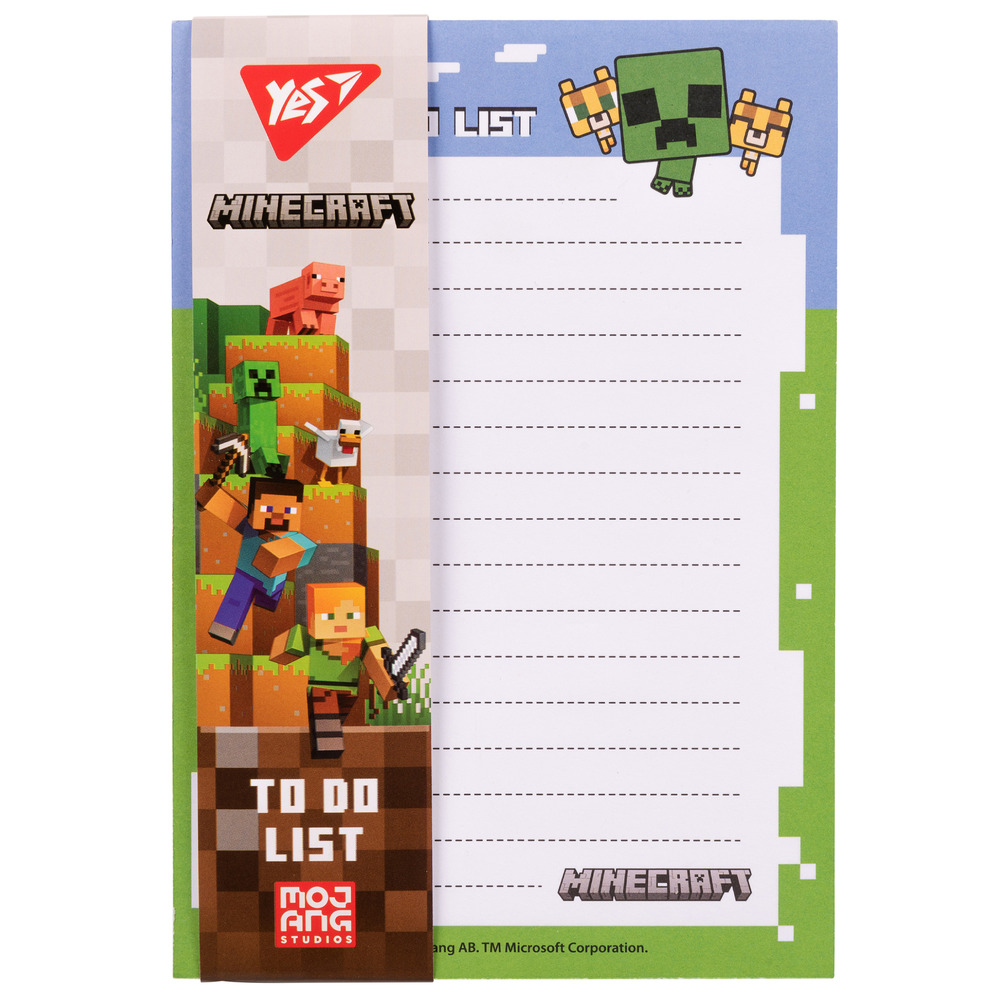 Папір для нотаток на магніті Yes 52 аркуша To Do Minecraft 170338