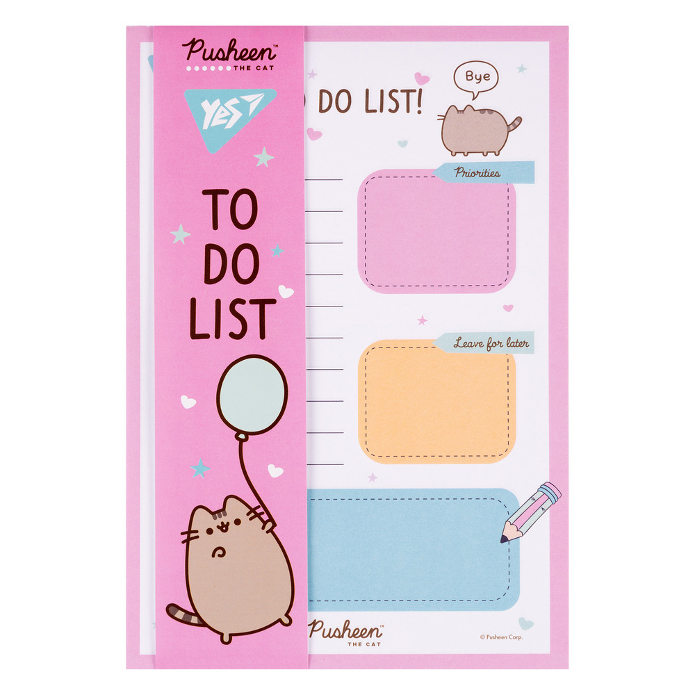 Папір для нотаток на магніті 52 аркуша Yes To Do Pusheen 170339
