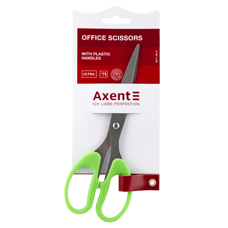 Ножиці Axent Ultra 6211-09-A, 19 см, з пластиковими ручками, салатовий