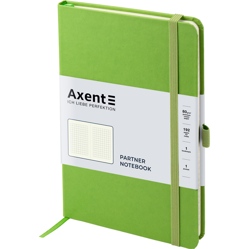 Книга записна Axent Partner 8201-04-A, A5-, 125x195 мм, 96 аркушів, клітинка, тверда обкладинка, салатова. Фото 2
