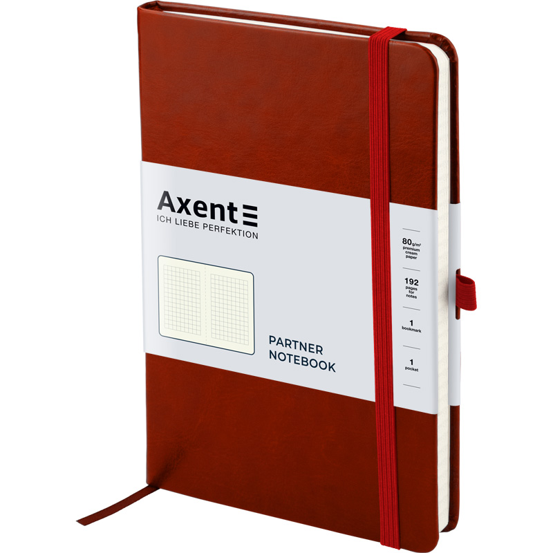 Книга записна Axent Partner Lux 8202-05-A, A5-, 125x195 мм, 96 аркушів, клітинка, тверда обкладинка, бордова. Фото 2