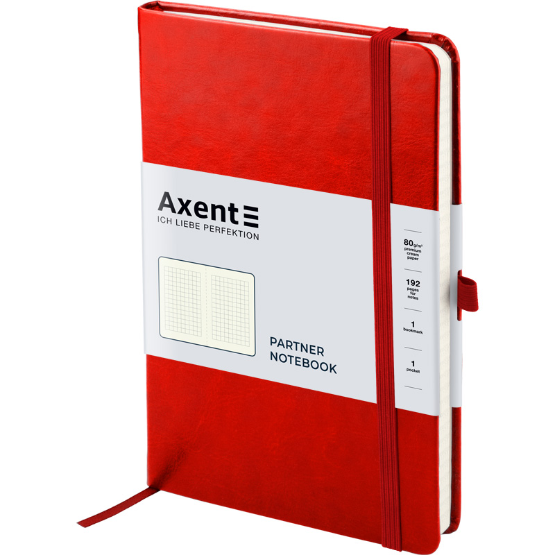 Книга записна Axent Partner Lux 8202-06-A, A5-, 125x195 мм, 96 аркушів, клітинка, тверда обкладинка, червона. Фото 2