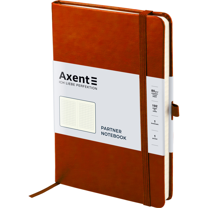 Книга записна Axent Partner Lux 8202-19-A, A5-, 125x195 мм, 96 аркушів, клітинка, тверда обкладинка, коричнева. Фото 2