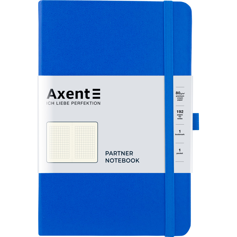 Книга записна Axent Partner 8201-07-A, A5-, 125x195 мм, 96 аркушів, клітинка, тверда обкладинка, блакитна