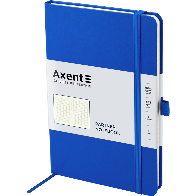 Книга записна Axent Partner 8201-07-A, A5-, 125x195 мм, 96 аркушів, клітинка, тверда обкладинка, блакитна. Фото 2