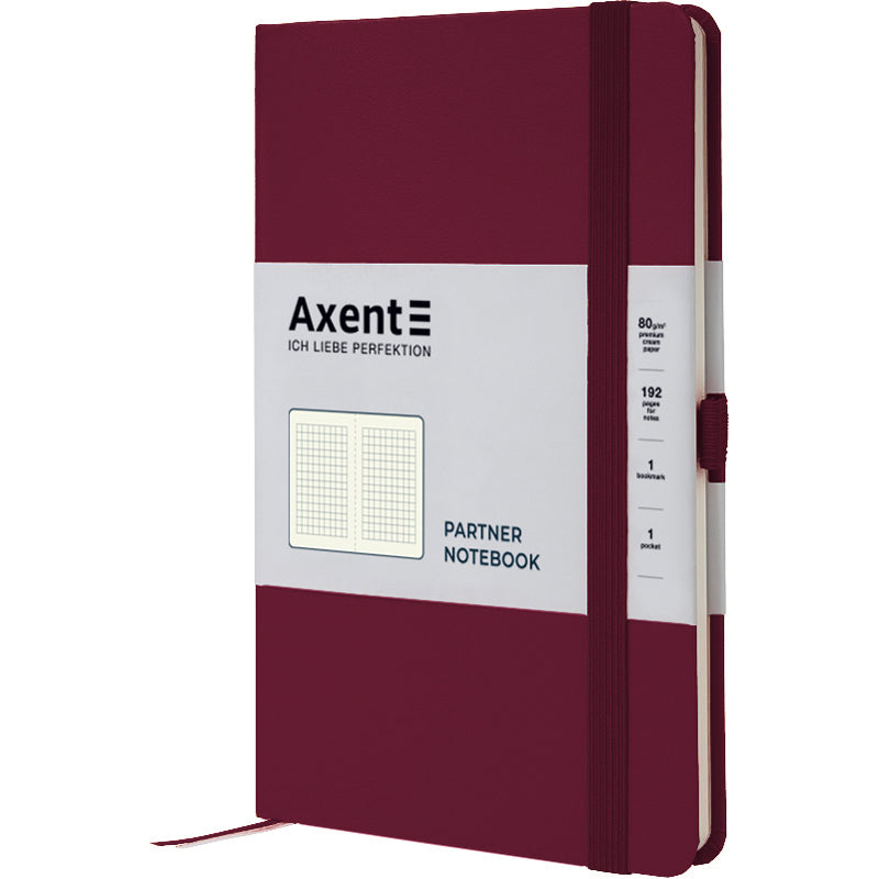 Книга записна Axent Partner 8201-46-A, A5-, 125x195 мм, 96 аркушів, клітинка, тверда обкладинка, винна. Фото 2