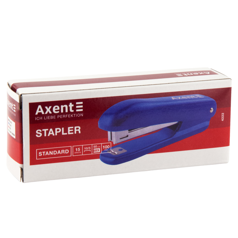 Степлер канцелярський №10/5 Axent Standard 4222-06-A 15 аркушів червоний. Фото 4