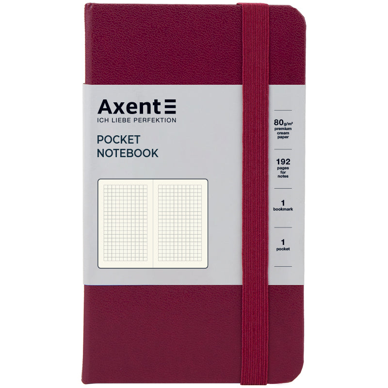 Книга записна Axent Partner 8301-46-A, A6-, 90x150 мм, 96 аркушів, клітинка, тверда обкладинка, винна