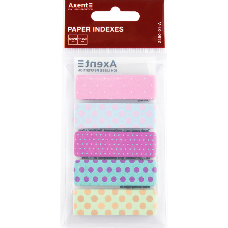 Закладка паперова Axent Dots 2490-01-A 5х12х50 мм 100 штук асорті. Фото 2