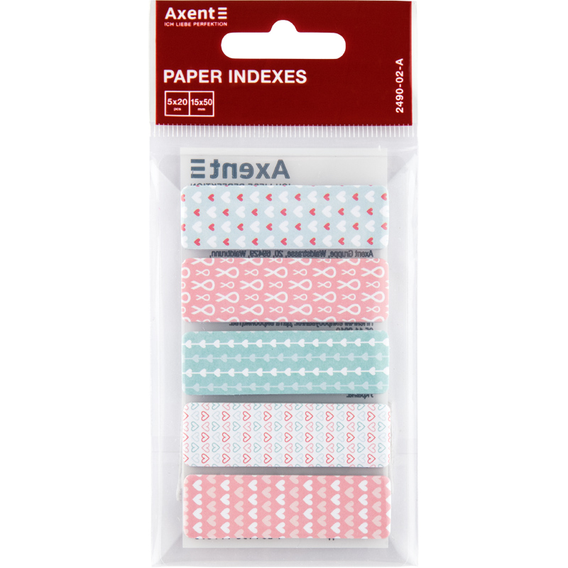 Закладка паперова Axent Hearts 2490-02-A 5х12х50 мм 100 штук асорті. Фото 2