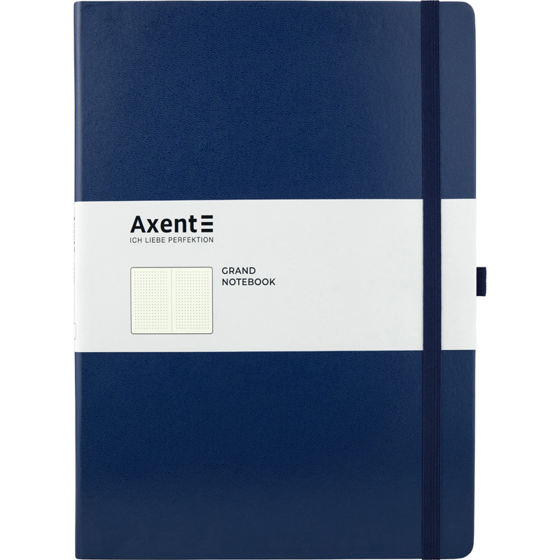 Книга записна Axent Partner Grand 8303-02-A, A4, 210x295 мм, 100 аркушів, крапка, тверда обкладинка, темно-синя