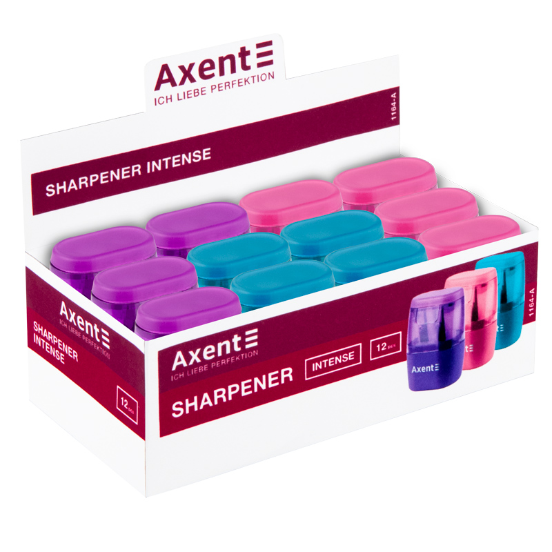 Точилка для олівців з контейнером Axent Intense 1164-A асорті кольорів (12 шт). Фото 2
