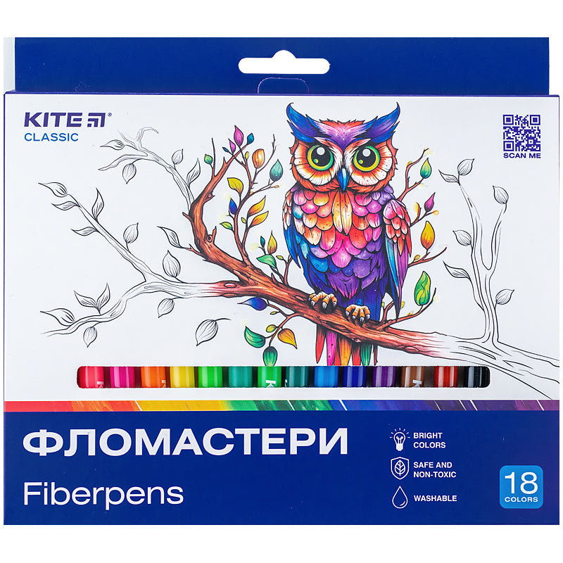 Фломастери Kite Classic 18 кольорів  K-448,