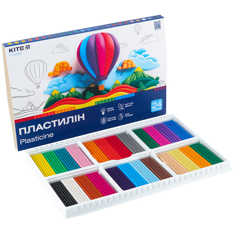 Пластилін Kite Classic K-089, 24 кольори, 480 г. Фото 5