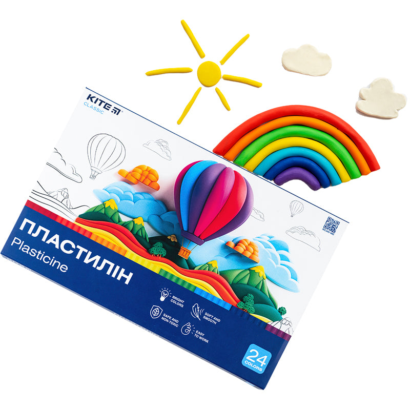 Пластилін Kite Classic K-089, 24 кольори, 480 г. Фото 6