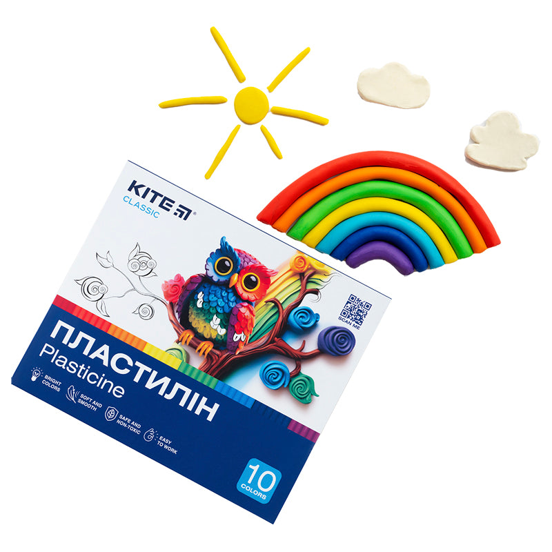 Пластилін Kite Classic K-084, 10 кольорів, 200 г. Фото 6