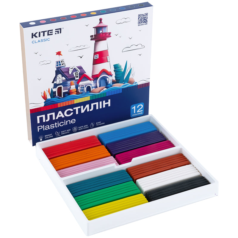 Пластилін Kite Classic K-1086, 12 кольорів, 240 г. Фото 5