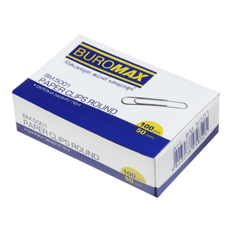 Скріпки нікельовані 50 мм круглі Buromax 100 шт BM.5001