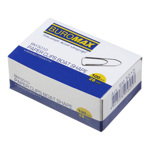 Скріпки нікельовані 28 мм п'ятикутні Buromax 100 шт BM.5010