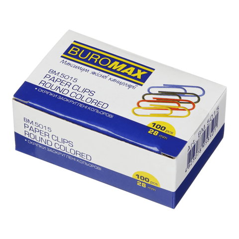 Скріпки кольорові 28 мм круглі Buromax 100 шт BM.5015