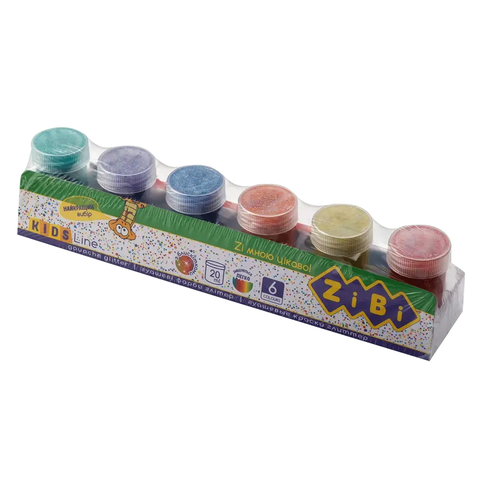 Фарби гуашеві Zibi KIDS Line 6х20 мл GLITTER ZB.6691