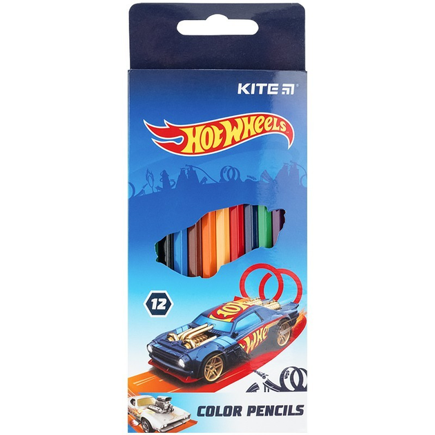 Олівці кольорові Kite Hot Wheels HW21-051, 12 кольорів
