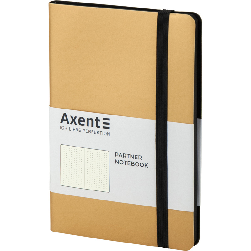 Книга записна Axent Partner Soft 8312-35-A, A5-, 125x195 мм, 96 аркушів, крапка, гнучка обкладинка, золота. Фото 2