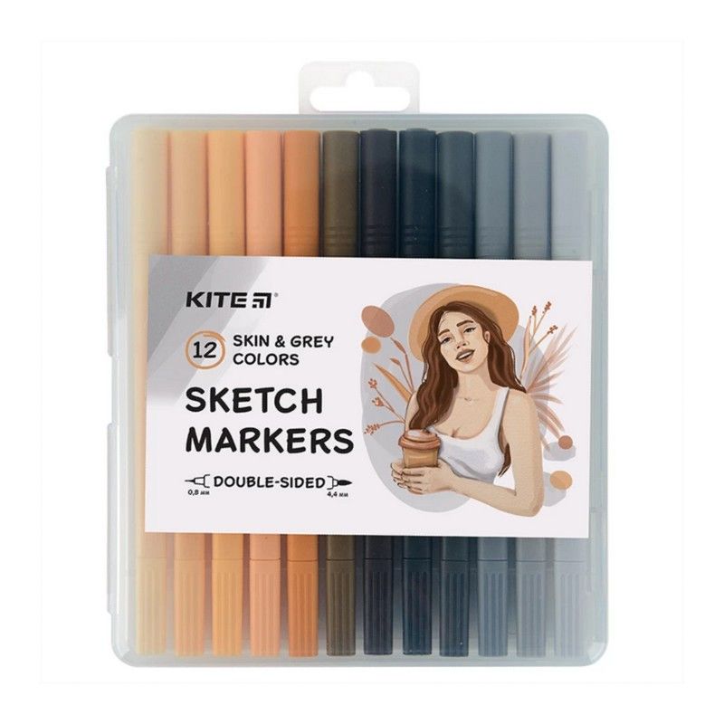 Скетч маркери Kite Skin&Grey 12 кольорів K22-044-4