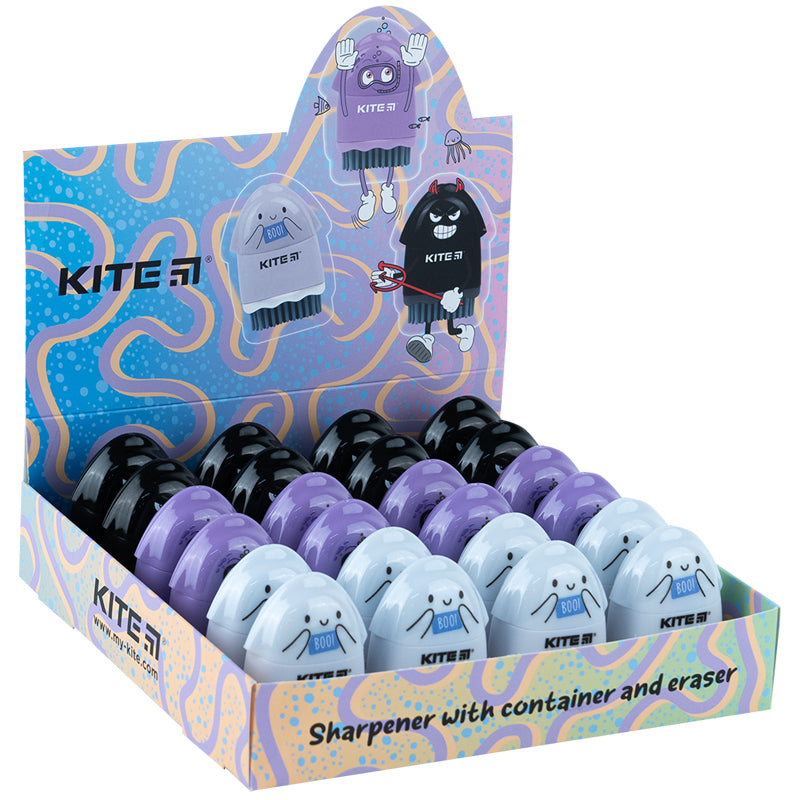 Точилка з контейнером та гумкою Kite Faces K24-365, асорті. Фото 2
