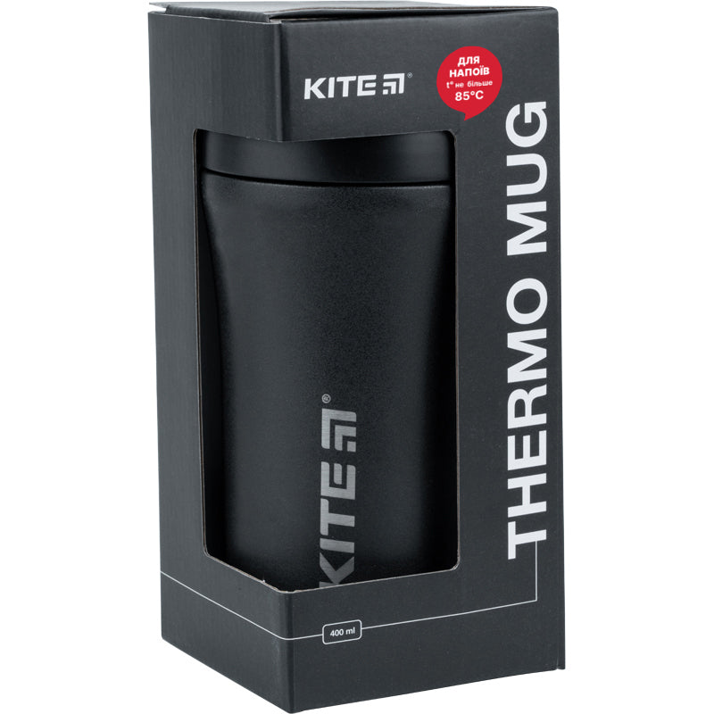 Термокружка з трубочкою Kite K22-457-01, 400 мл, чорна. Фото 4