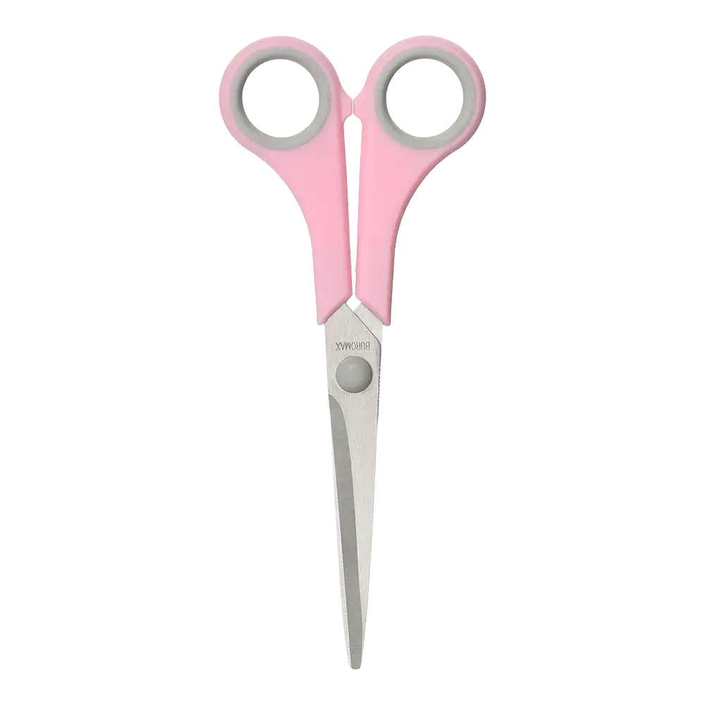 Ножиці офісні Buromax Pastel 170 мм з гумовими вставками рожеві BM.4504-10. Фото 3