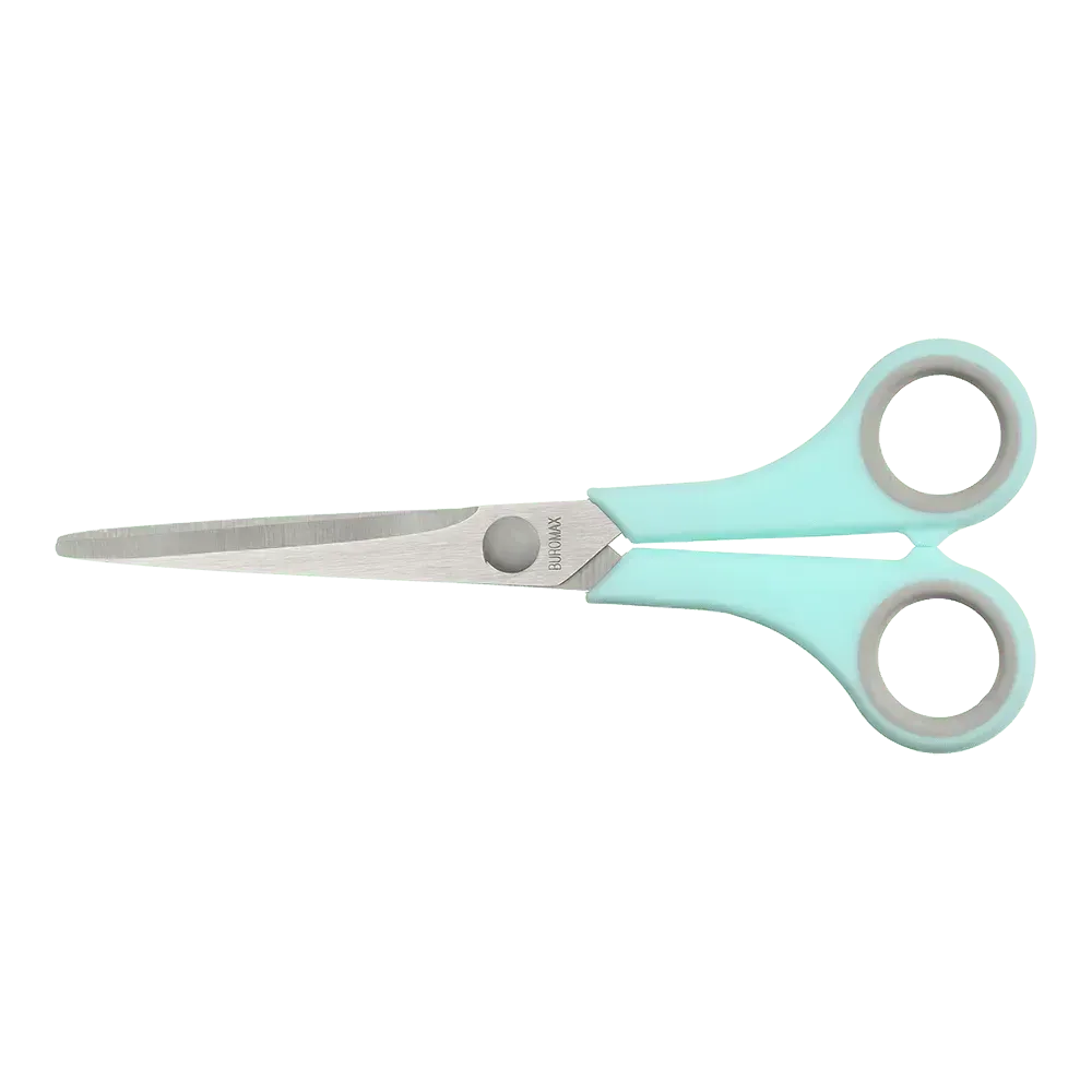 Ножиці офісні Buromax Pastel 170 мм з гумовими вставками м'ятні BM.4504-38. Фото 2