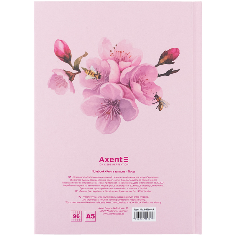 Книга записна Axent Bloom 8459-8-A, А5, 96 аркушів, клітинка, тверда обкладинка. Фото 5