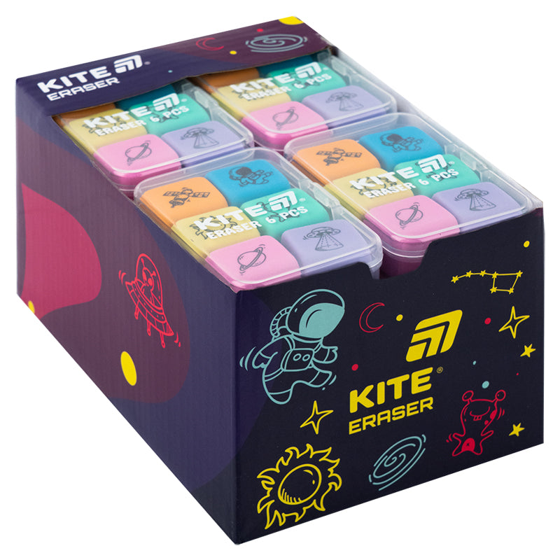 Набір гумок у пластиковому боксі Kite Space K24-145, асорті, 6 шт.. Фото 6